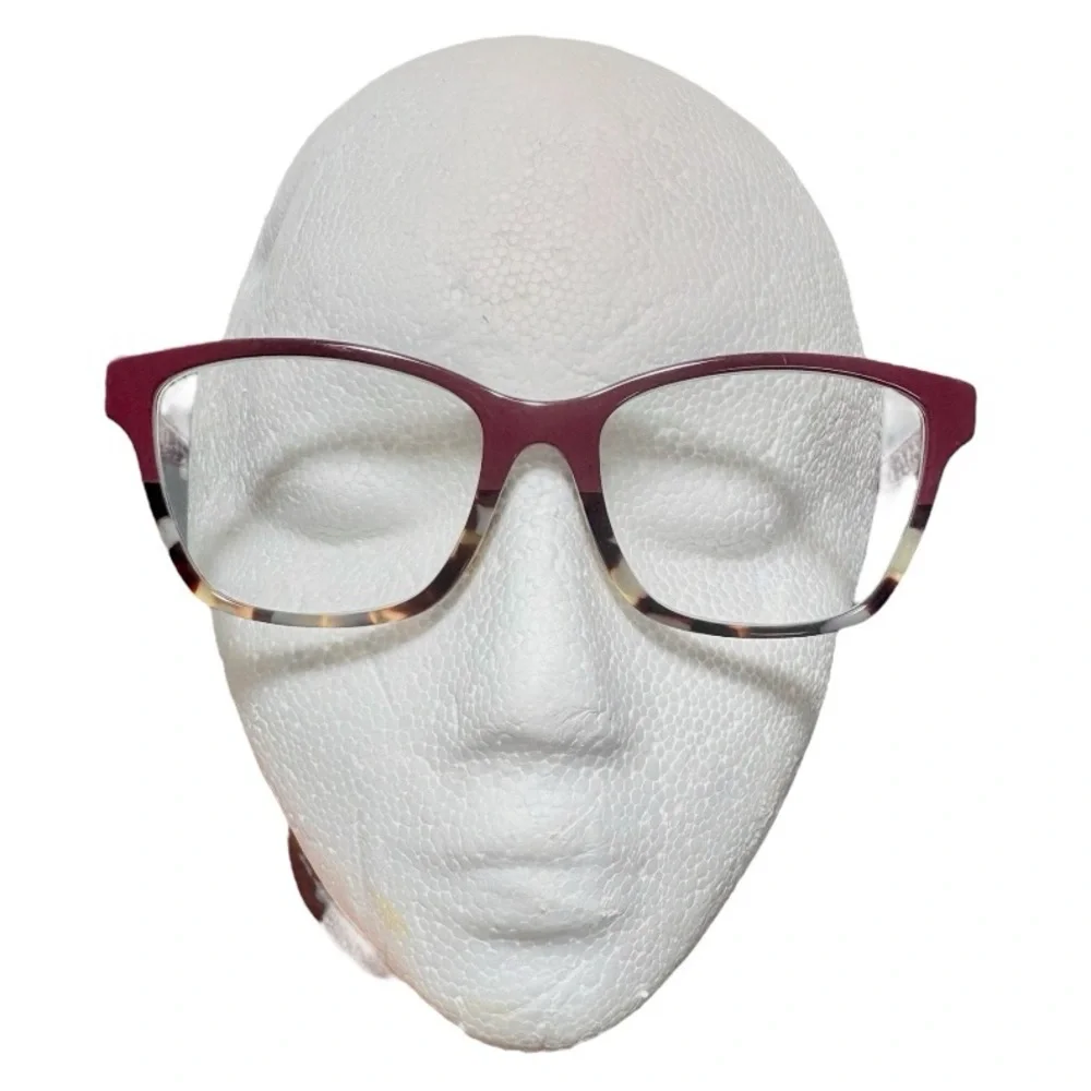 TORY BURCH Burgundy and Tortoise Eyeglasses with Orange Case
